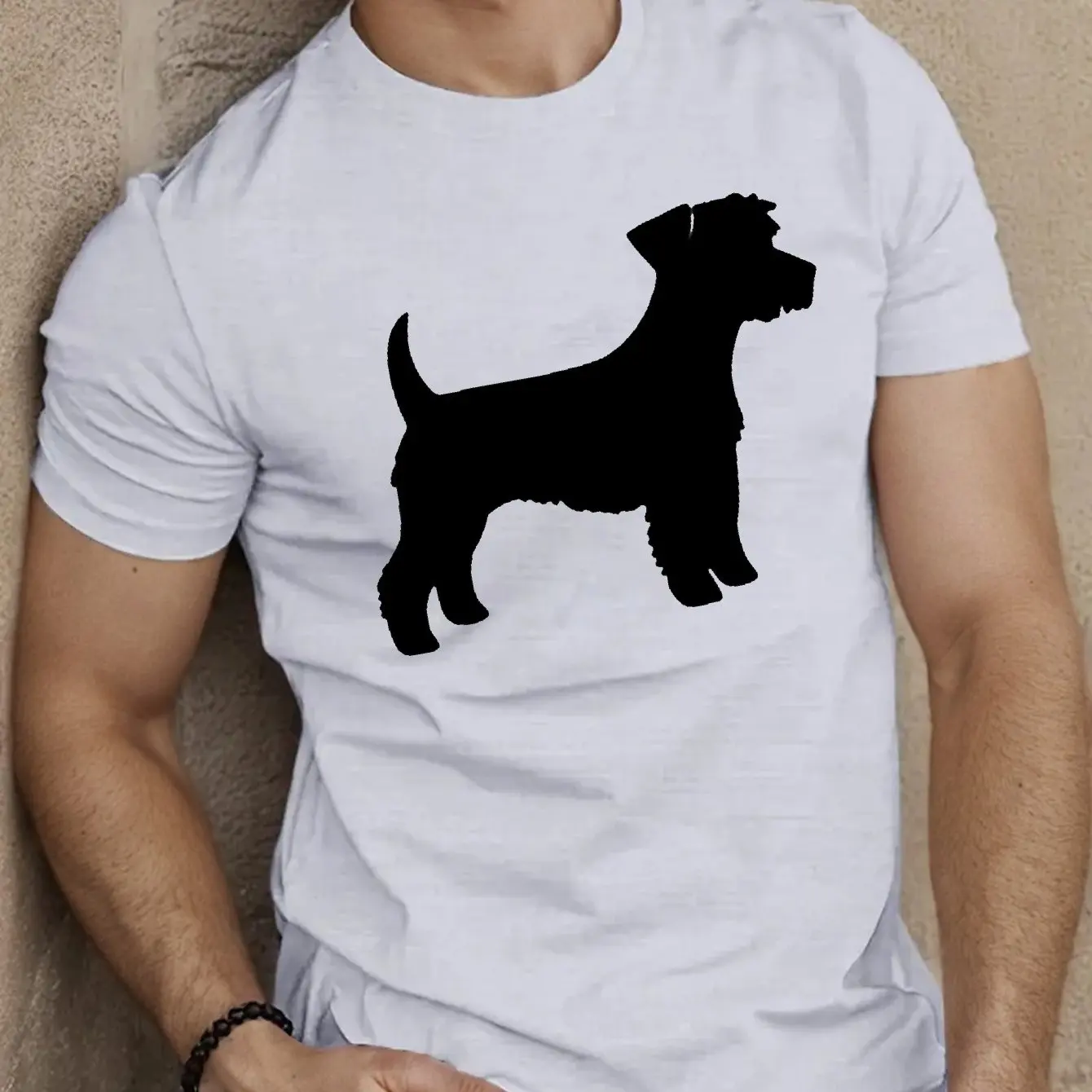 

Men Casual White&Black Dog Men's T-Shirts Sportwear Polyester O-Neck Short Sleeve Tops Casual Loose Tee Shirts Men Clothing