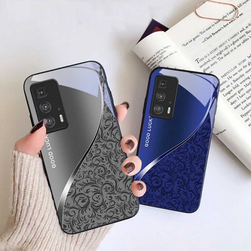 Black curly grass pattern For Motorola Moto Edge 20 Lite 30 Pro 40 Neo 50 Ultra G Play G45 G54 G55 G75 G84 G85 Glass Phone Case view 2