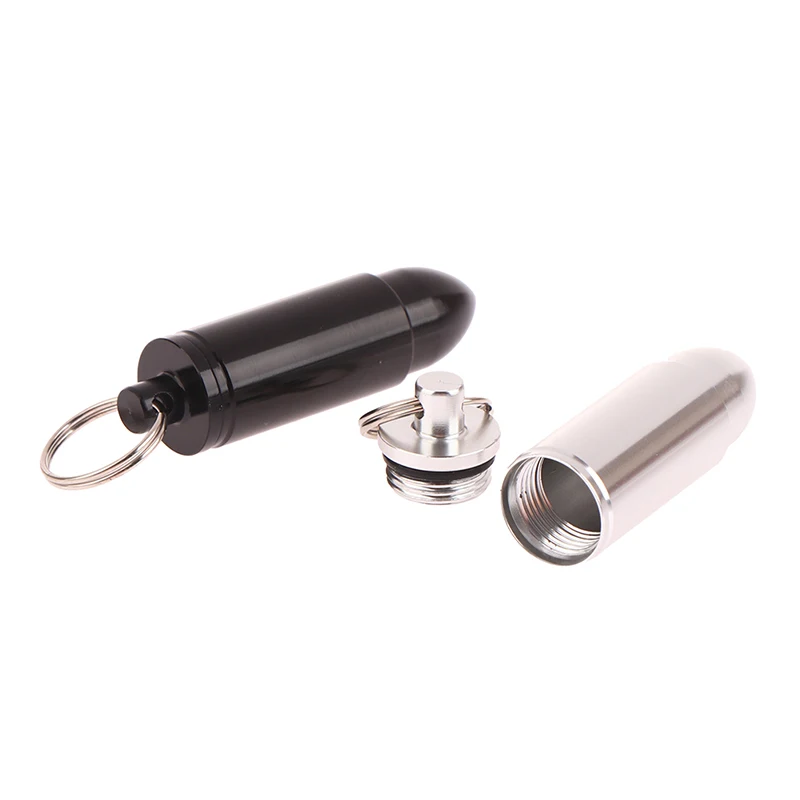 Porte-clés en métal étanche Bullet, bouteille de médecine portable extérieure, stockage de porte-clés, bouteille de médecine de premiers secours scellée, vente en gros