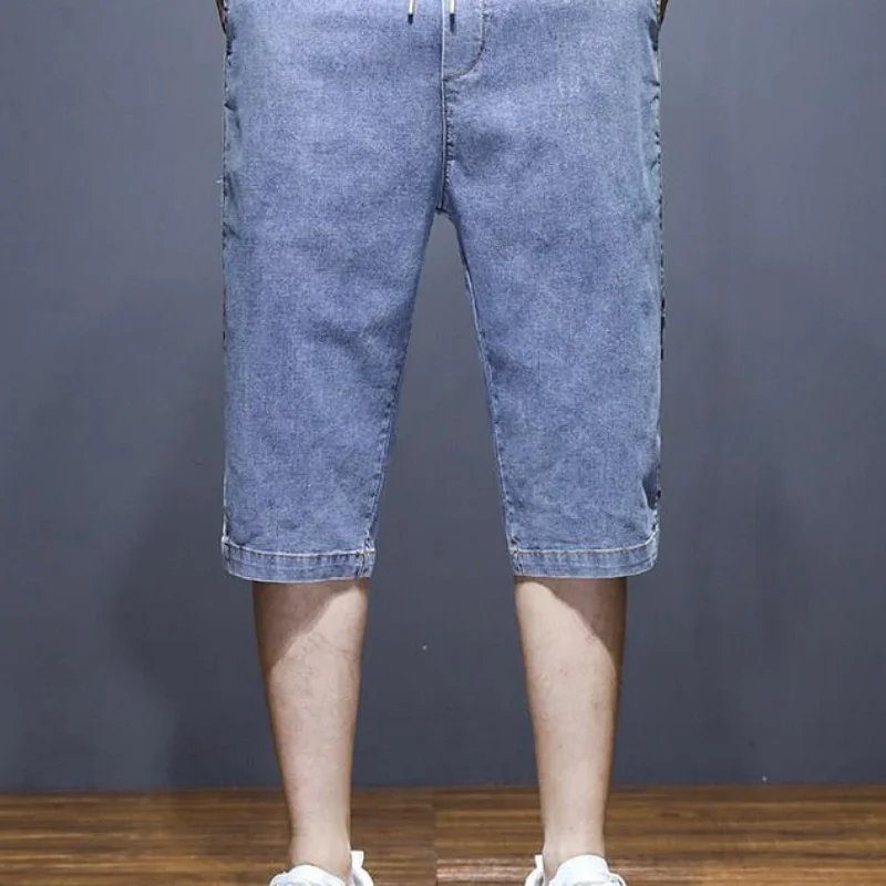 Grijze Mannelijke Denim Shorts Grafische Rechte Knopen Heren Korte Jeans Broek Cowboy Retro Y 2K Streetwear Breed Onbeschoft Zomer Nieuw In Snit