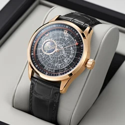 Oblvlo Wtch For Men Automatic Mechanical Wristwatch Male Universe Galaxy Constellation Dial Date Luminous Earth Star Waterproof