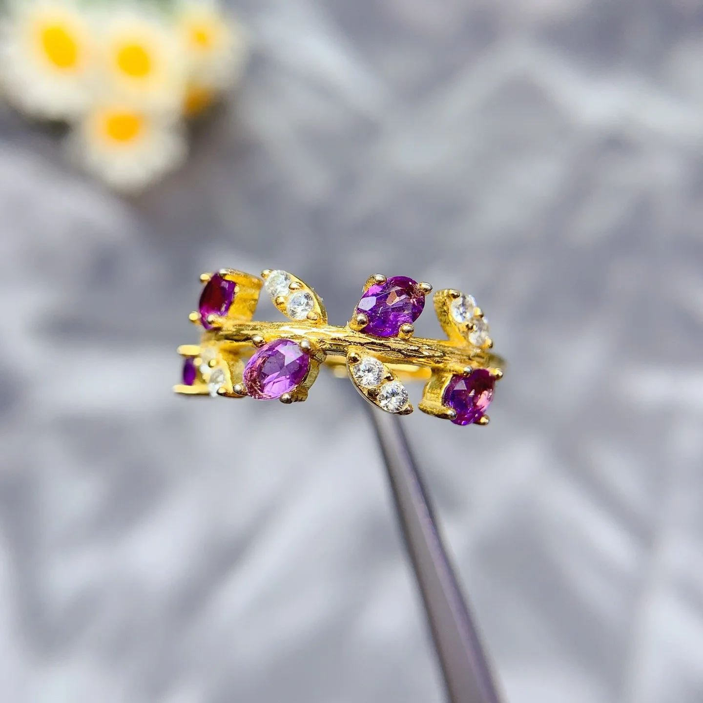 

Natural Amethyst Gemstone Ring Regal Majestic Purple S925 Sterling Silver Mystical Feminine Daily Party Jewelry