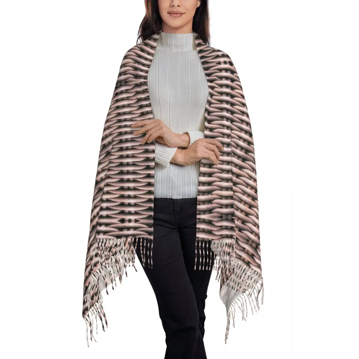 Wicker- Pink Scarf Tassel Scarves Women Soft Warm Shawls and Wraps Long Fall Winter Shawl Wrap