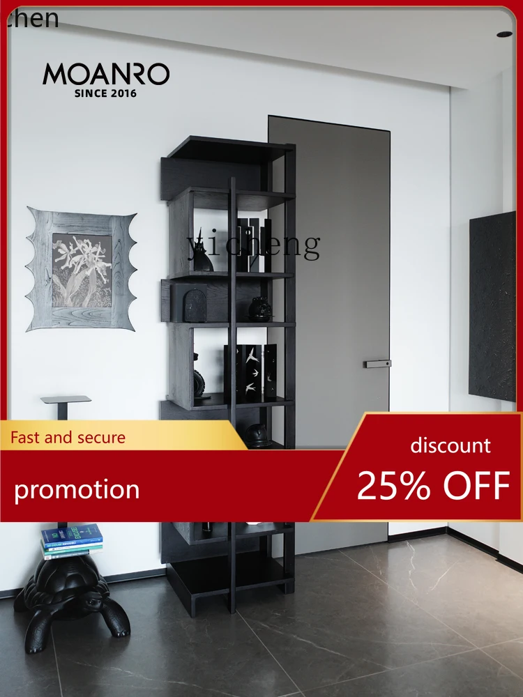 

YFY Corner Shelf Solid Wood Bookcase Black Middle Ancient Cabinet Wooden Shelf Partition