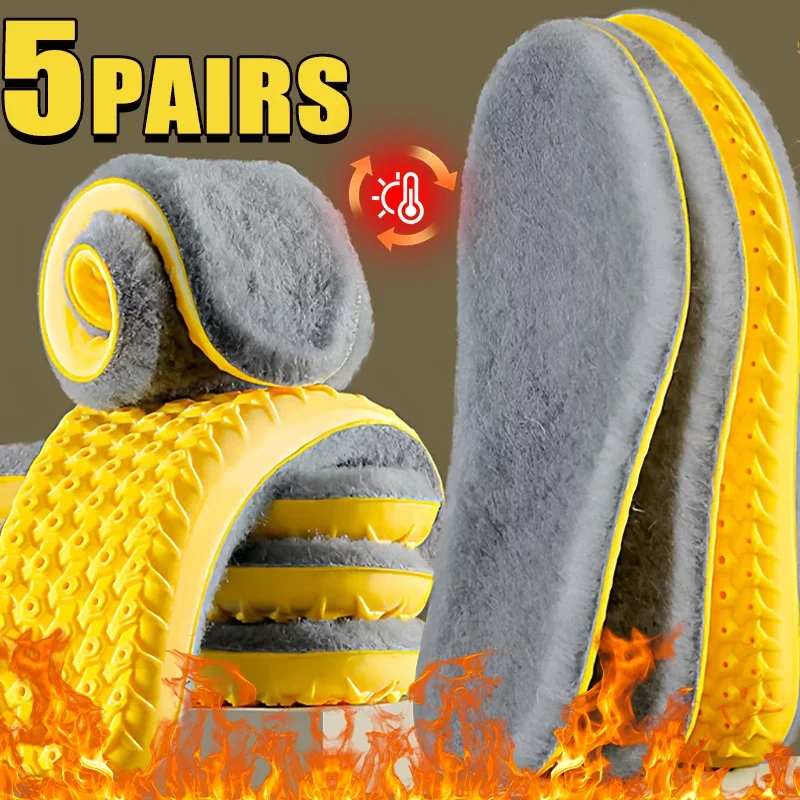 New Plush Warm Insoles for Men and Women Thickened with Plush Ultra Soft Sweat Absorbing Odor Proof Lamb Cotton Winter Insoles