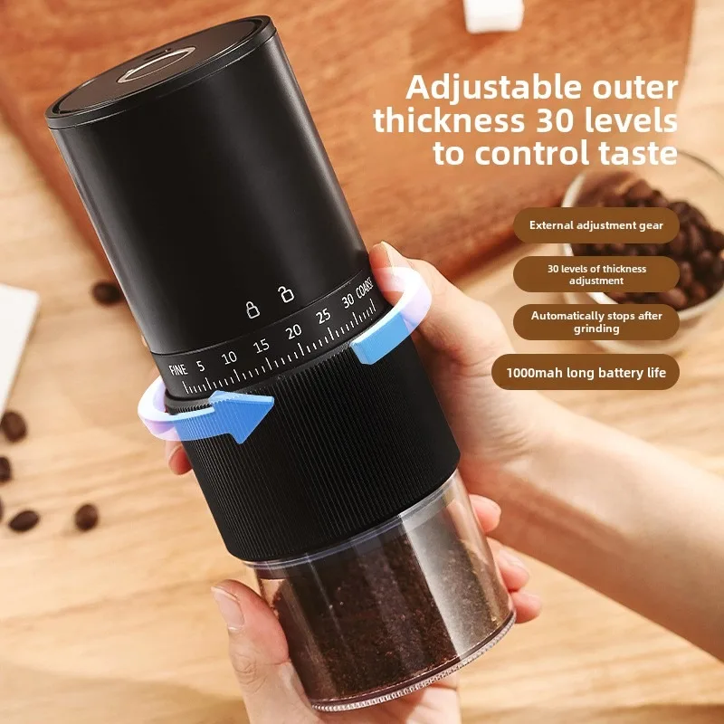 New 1500mAh Electric Coffee Grinder Externally Adjustable Type-C Charging Coffee Burr Grinder Bean Grinding Machine Coffee Maker