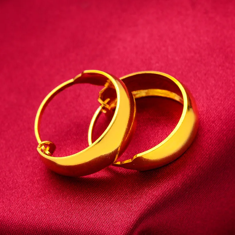 

Hoop Earrings Shiny Starry Sky 24K Gold AU999 Women - Shiny understated, ideal for layering/wearing alone