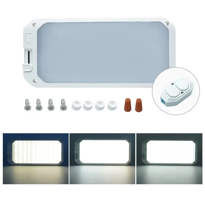 

RV Lights 12V LED Camper lights Boat Trailer Interior Light 3Color 3000-6500K Dimmable RV Ceiling Light with Remote Control New