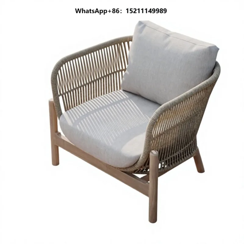 Design Teak Solid Wood Sofa Lounge Set with Removable Washable Cover for Patio Garden Balcony Villa