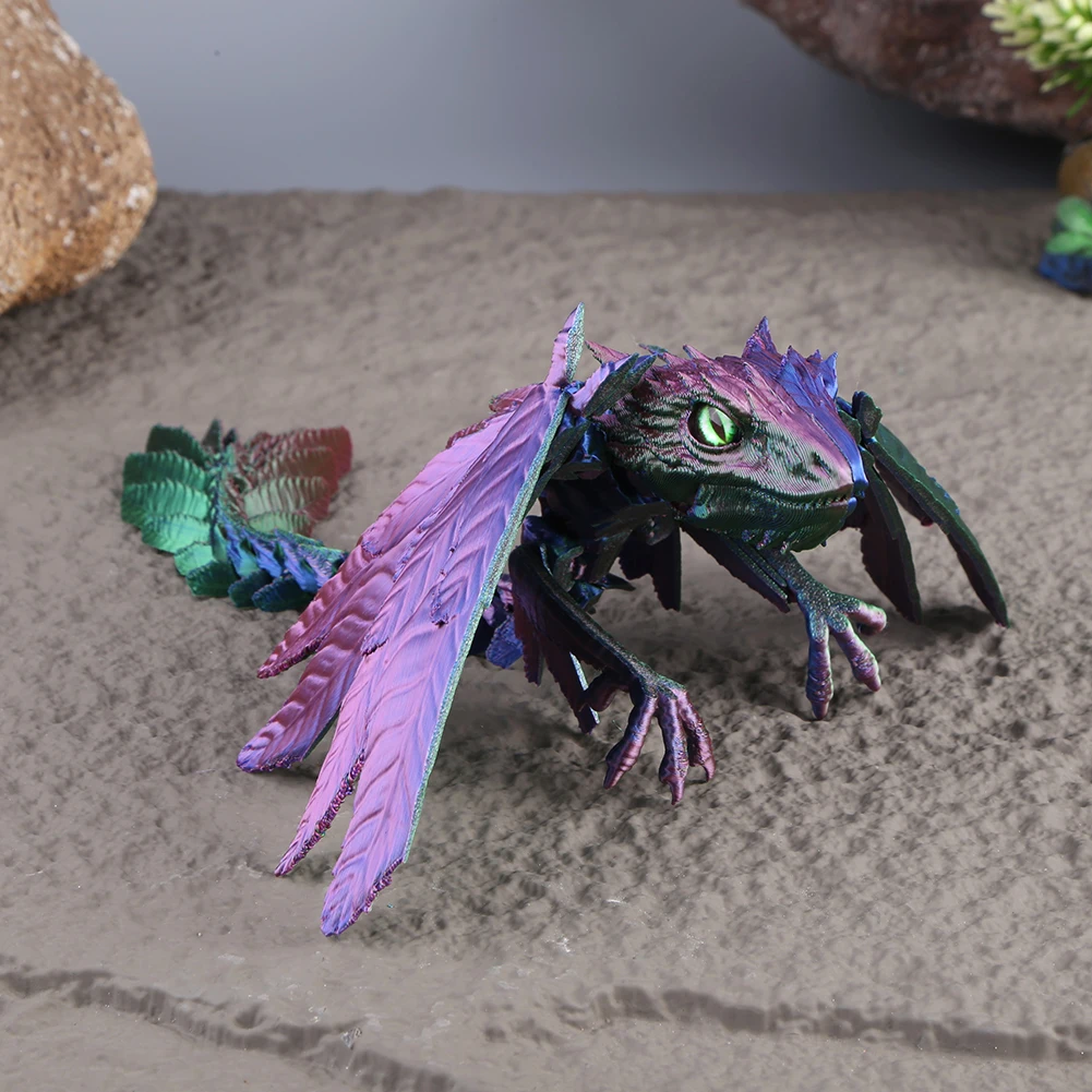 มังกรข้อต่อพร้อมปีกมังกรของเล่นสะสมสัตว์เลี้ยงตั้งโต๊ะตกแต่งบ้านสำนักงานของเล่นโต๊ะผู้บริหาร