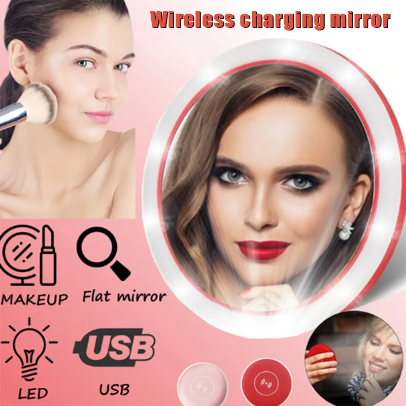 LED Light Mini Makeup Mirror Daylight LED Compact Portable Mirror for Daily Life Travel Business Use