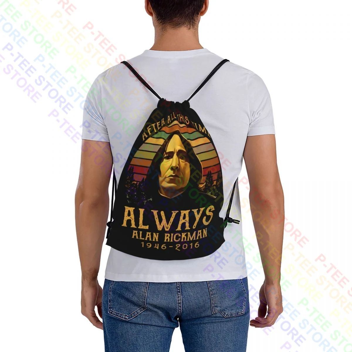 Severus snape depois de todo esse tempo sempre alan rickman drawstring bags ginásio saco de compras vintage