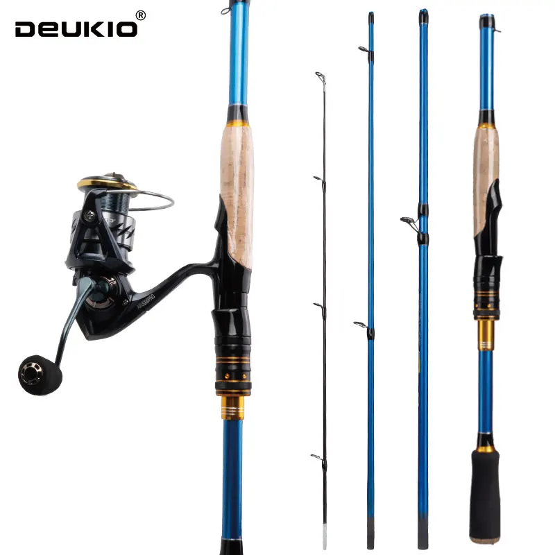DEUKIO 4/5 Sections canne Ă pĂȘche Combo canne Ă pĂȘche en carbone et sĂ©rie 3000 corps en carbone moulinet ensemble Pesca matĂ©riel de pĂȘche