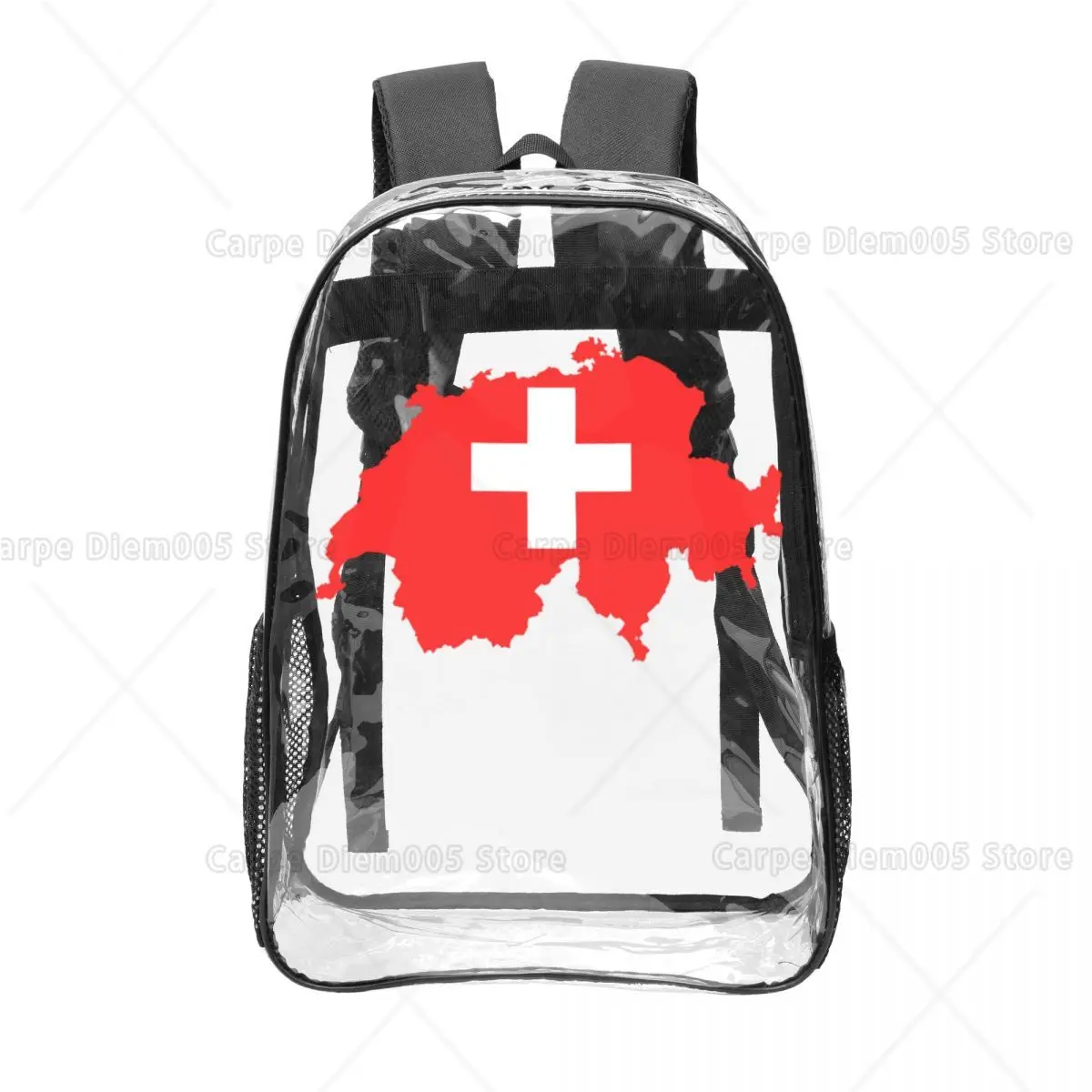

Switzerland Flag Clear Backpack Heavy Duty Clear Bookbag with Sturdy Straps Transparent Backpacks for School College Work