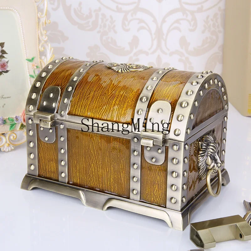 

CL classical box metal oversized with lock double-layer princess court jewelry storage box retro jewelry box