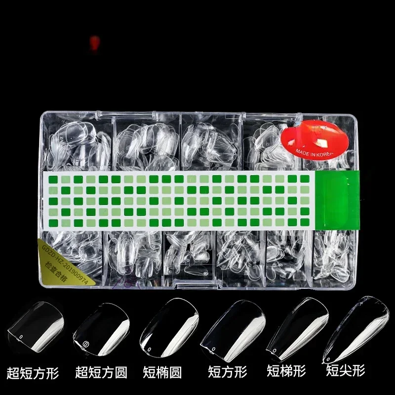 500/boxed Short Full Stickers Wearing Armor Short Square Circle Ultra-thin Seamless Finished Patch Fake Nails