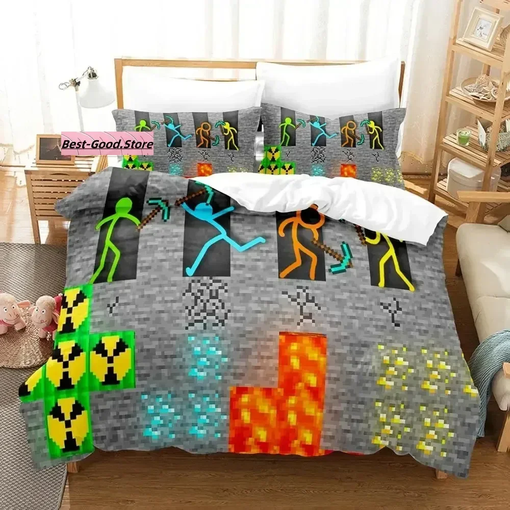 

3D Print Anime Alan Becker Bedding Set Printed Bed Set With Pillowcase Bed Duvet Cover Soft Queen King Size Bedclothes Home