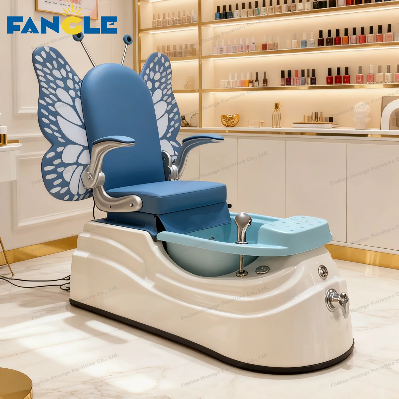 Modern Pedicure Chair Kids Spa Chair With Butterfly Backrest Without Pipes Massage-for Nail Salon Furniture