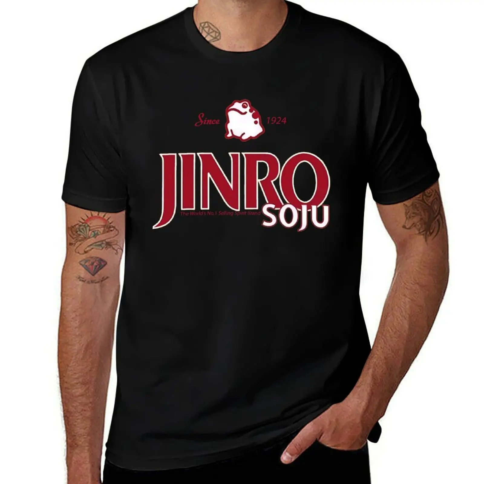 Korean famous beverage Jinro Soju logo T-Shirt tops sublime black t shirts for men