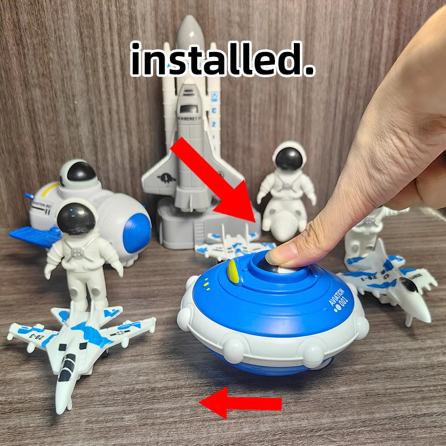 Press UFO, space station toy car set, can launch space shuttle, space rocket, suitable for boys' birthday gifts