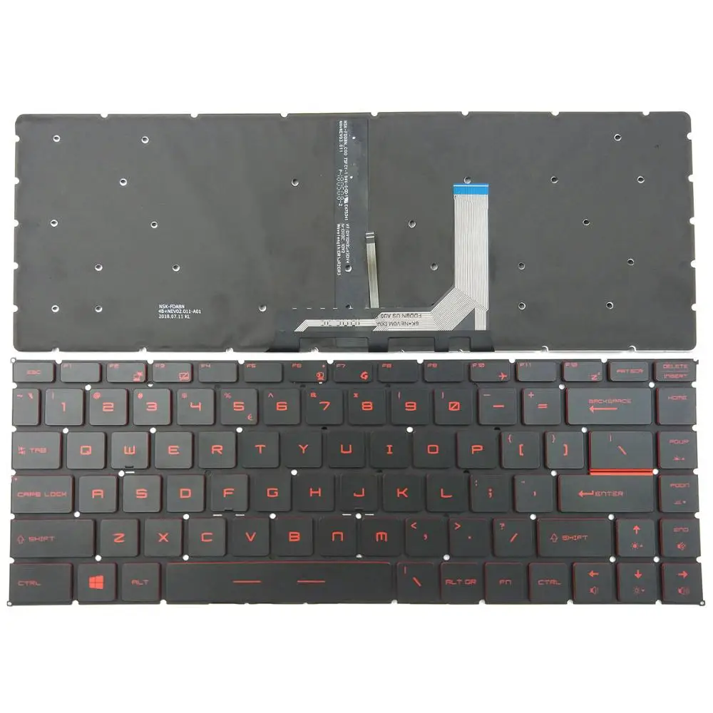 

New For MSI GF63 8RC 8RD Series Laptop Keyboard US Black With Red Backlight