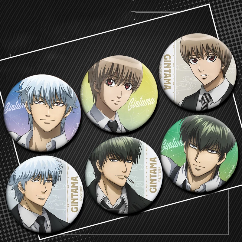 

32/58mm Anime Gin Tama Tinplate Soft Button Pins Cartoon Icon Brooches Clothes Decoration Creative Badge Lapel Pin Jewelry Gifts