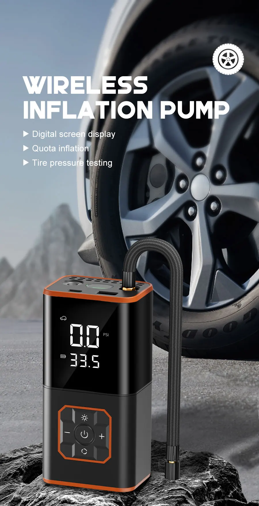 Portable 150PLS Tyre Inflator, Air Compressor, Power Bank Suitable for Cars, Bicycles, Motorcycles, Tyres, and Balls