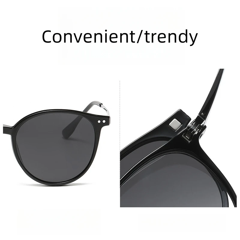 FIRADA Fashion Magnetic Polarized Eyeglasses Women Retro Round Eyewear Optical Comfortable Prescription Glasses Frame Men 2240-C