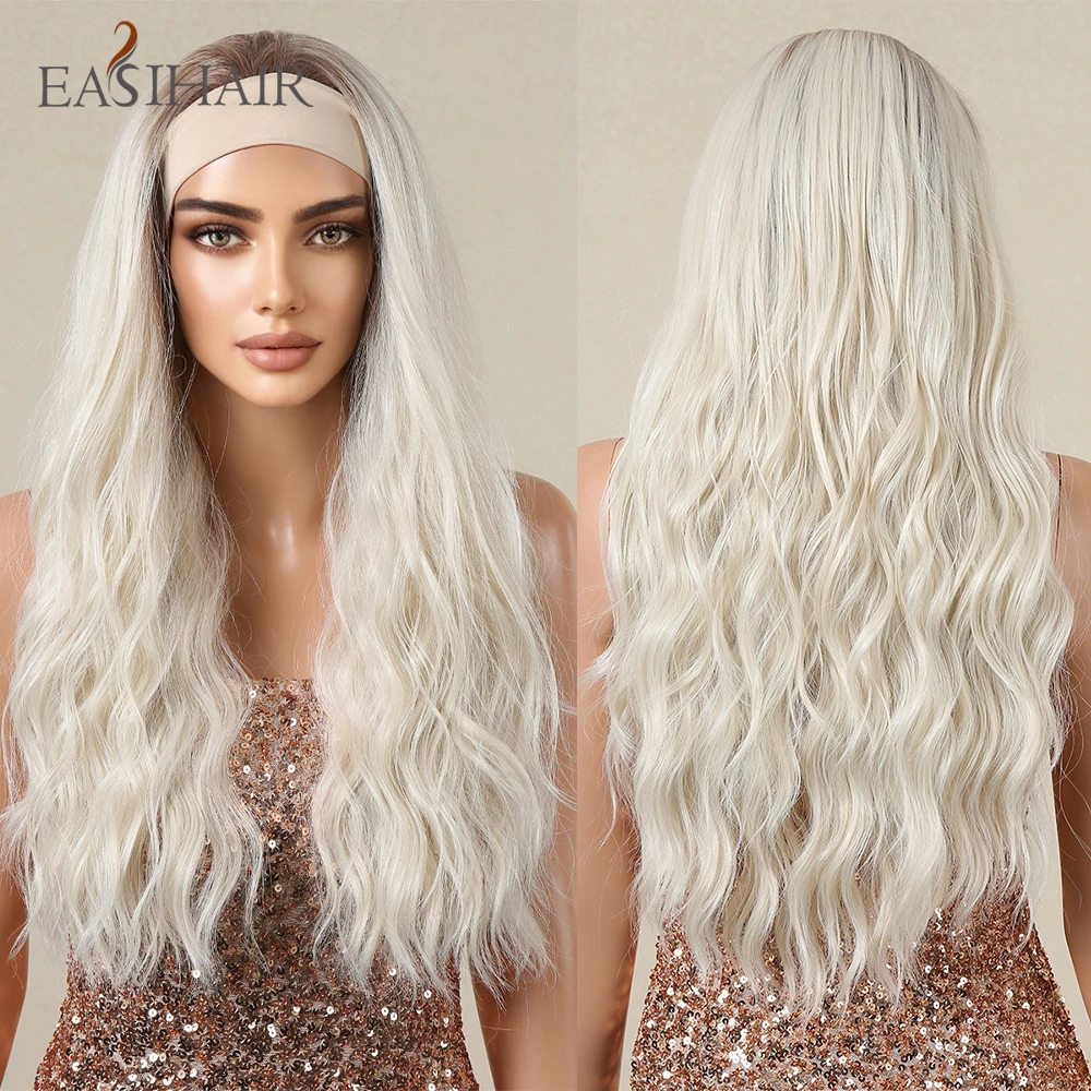 Women's Natural Wavy Brown Highlight Headband Wig