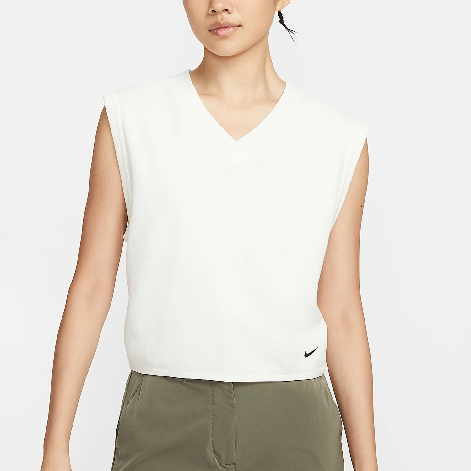 

Женский простой трикотажный спортивный топ с V-образным вырезом Nike Authentic 2025 Summer IH0940-133