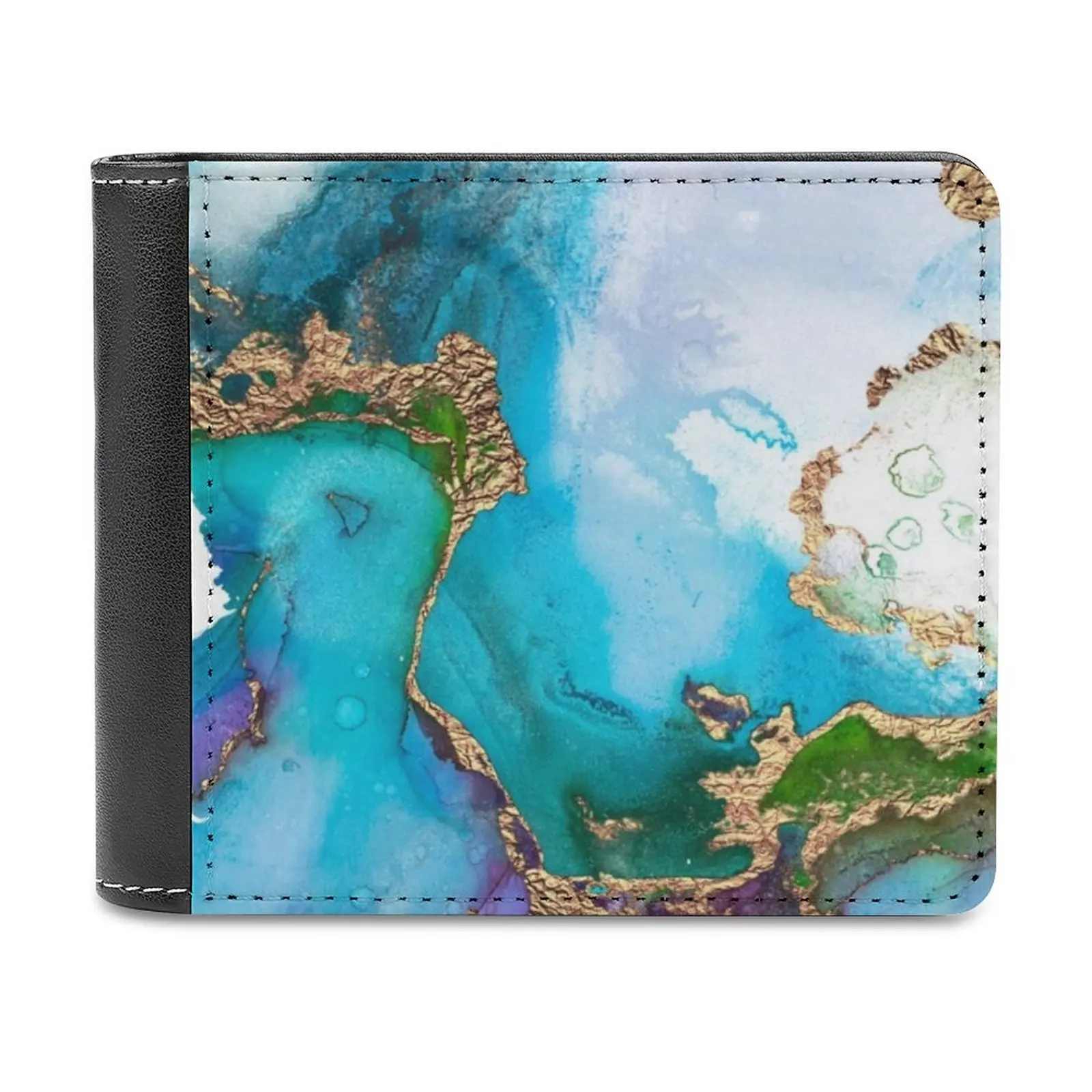 Cartera abstracta de mármol sintético con piedras preciosas de sirena y purpurina dorada para hombre, monederos, billeteras, nuevo diseño, precio en dólares, cuero superior para hombre