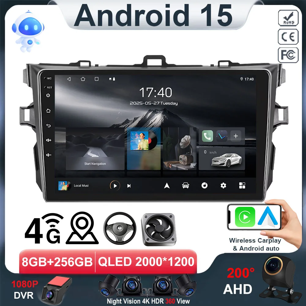 

Android 15 Car Stereo Radio for Toyota Corolla 2006 2007 2008 2009 2010 2011 2012 2013 Multimedia Player NO 2Din Head Unit QLED
