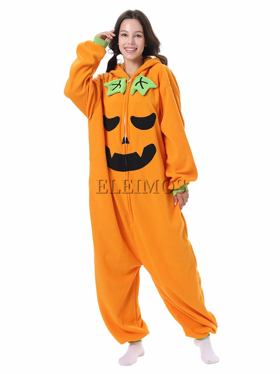 Kigurumi Onesie Pumpkin Pajamas For Adult Women Men Cute Animal Fruit Pyjamas Homewear Halloween Cosplay Party Costume