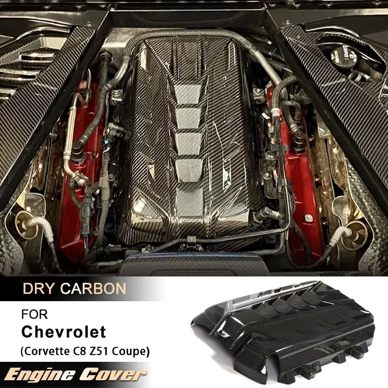 

Car Front Bumper Engine Cover for Chevrolet Corvette C8 Z51 Coupe Convertible 2020 2021 Engine Trim Body Kit Prepreg Dry Carbon
