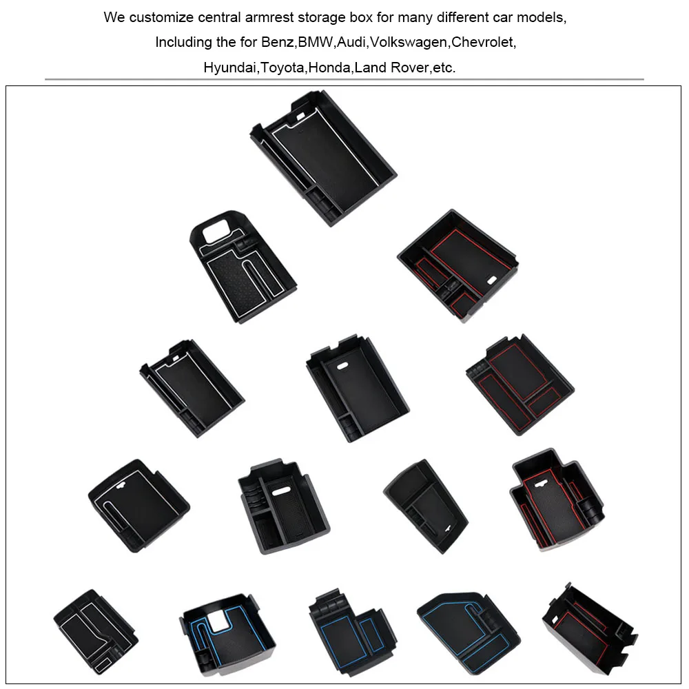 Car Central Armrest Storage Box For Hyundai Kona Elektro Kona EV 2020 Central Control Organizer Tray Accessories ABS Material