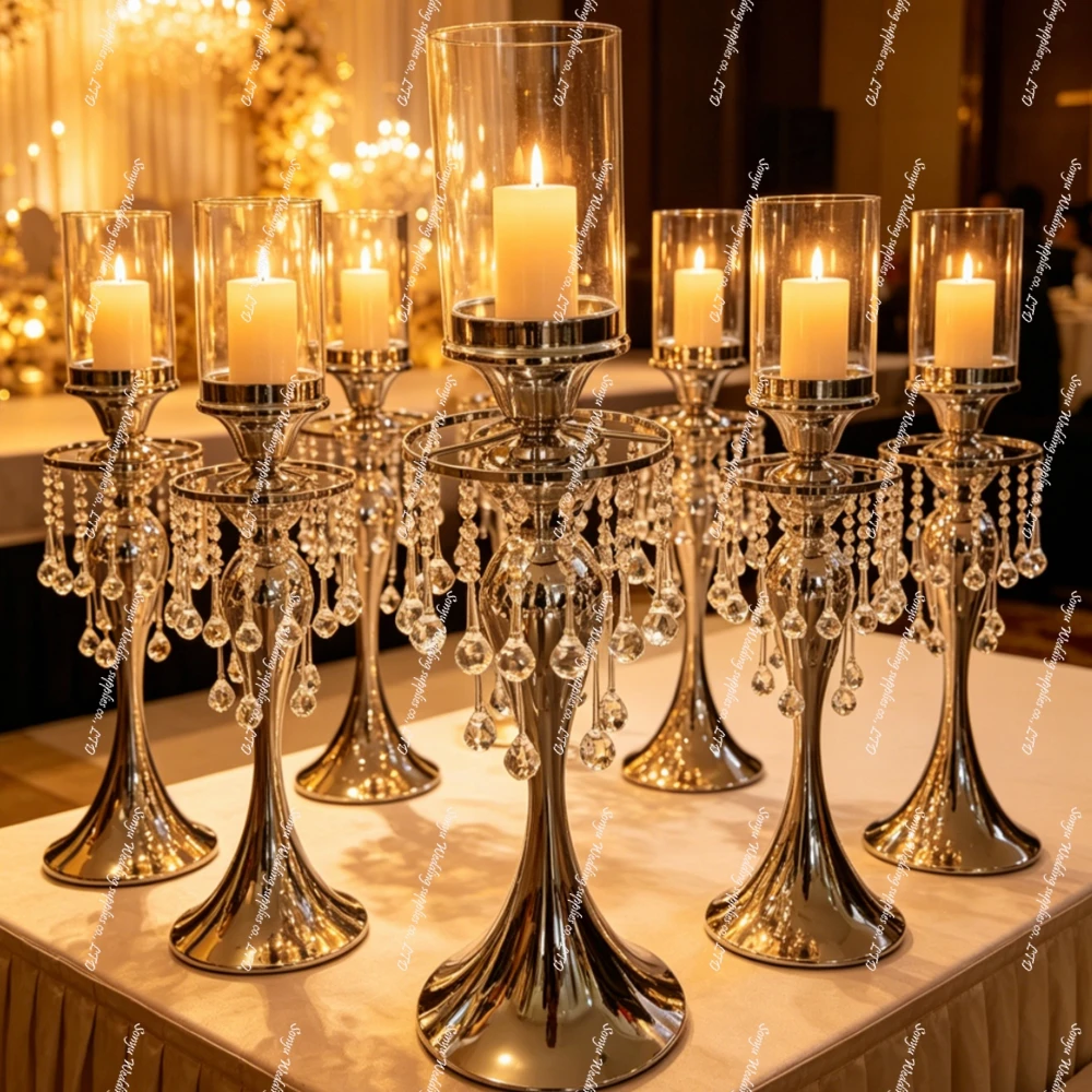 10pcs 45-90cm tall Crystal Candelabra Glass Hurricane Globe Elegant Glass Tube Parts for Weddings Glass Candle Holder