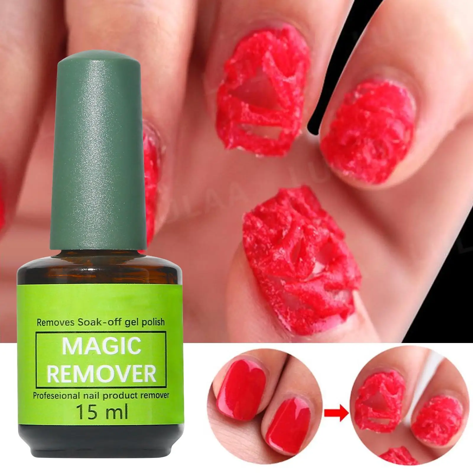 Gel-Nagellackentferner, Nagellack zum Einweichen, 3 Minuten entfernen schnell und leicht Gel-Nagellack, 15 ml, schnell wirkendes Maniküre-Werkzeug