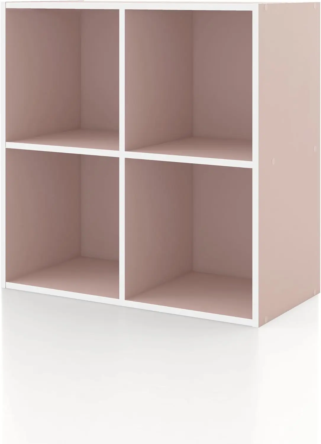 Apexa 4-Cube Storage Organizer Shelves, Stackable Wood Bookcase Fits Cubby Bins for Organization, Dorm Teen Room Decor &