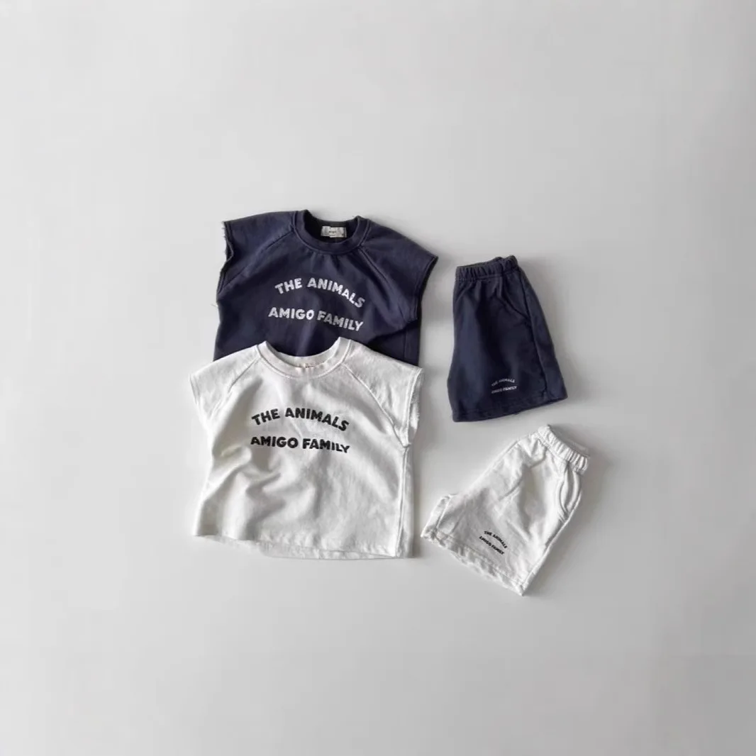 

Korean Short Sleeved T-shirt for Summer, New Style for Boys and Girls, Simple and Versatile Top for Babies, Retro Clothing