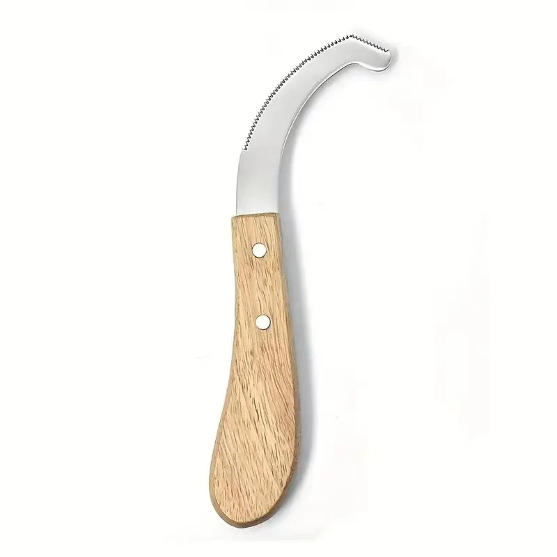 Coltello per zoccoli da maniscalco Premium 1pc-manico ergonomico in legno per un efficace trattamento per l'infestazione dello zoccolo