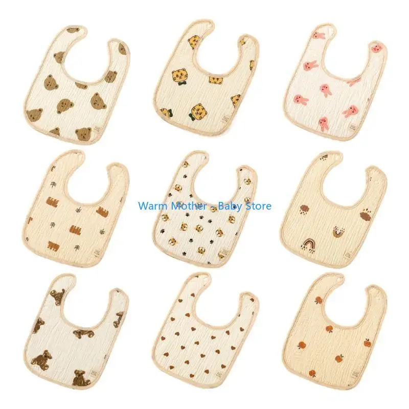 

U-shaped Bib Cartoon Baby Drool Bib Breathable Nursing Towel 6-Layers for Infant 57QE