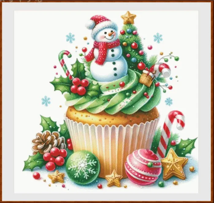 

11ct 16CT 14CT Christmas Cake Pre-Printed Cross Stitch Kit DIY Embroidery Set Handicraft Floss Needle Crafts 158 Colors