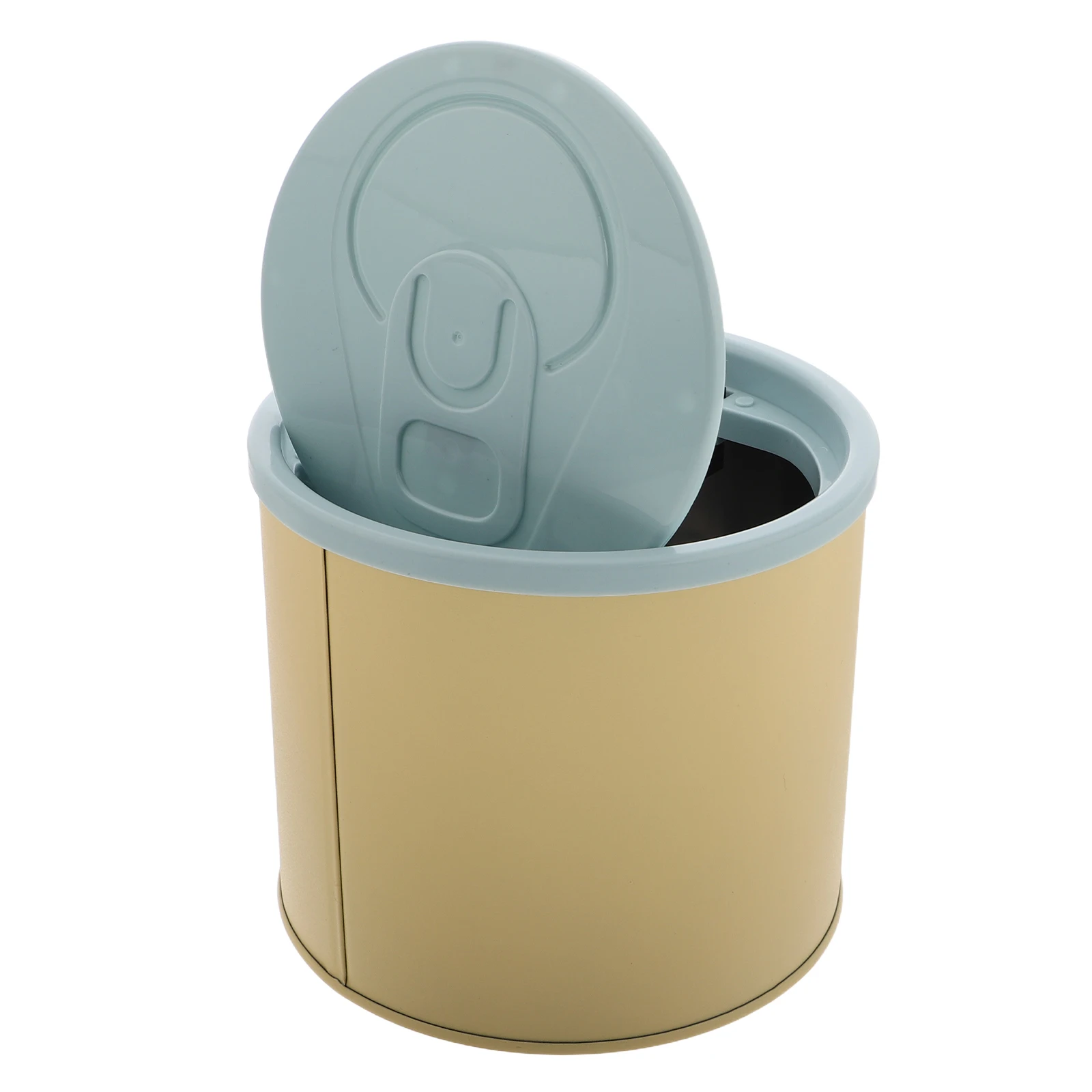 

Small Trash Can Mini Desktop Bin with Cover Yellow Dustbin for Bedroom Garbage Office