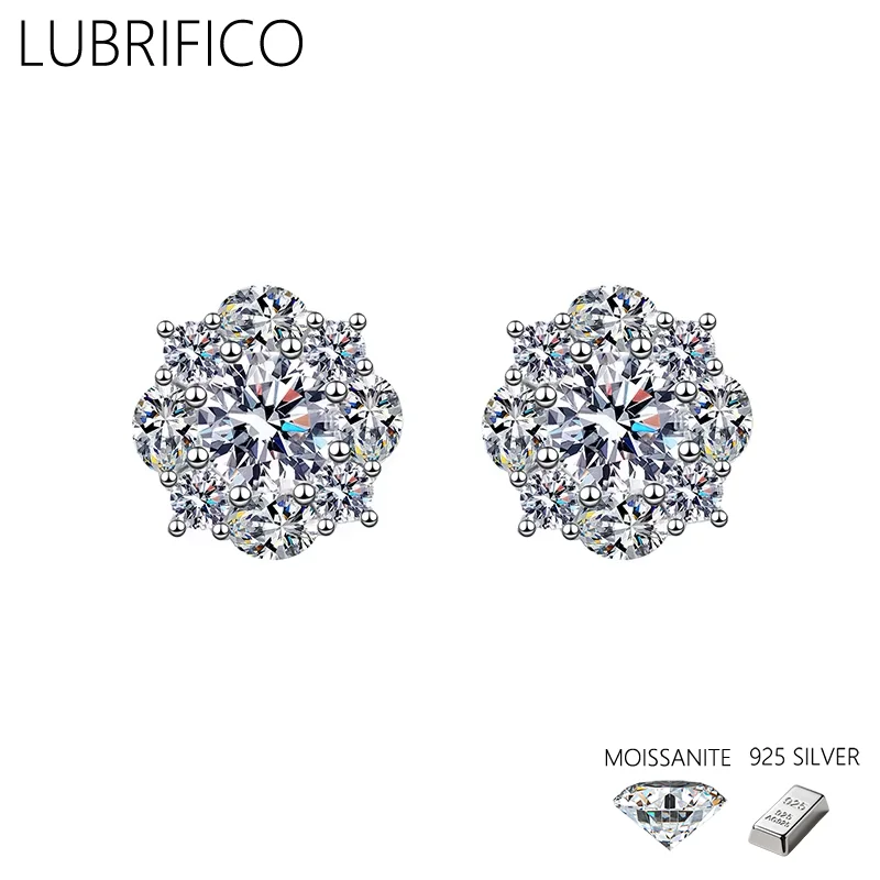 

2,0 карата муассанит камень в форме цветка серьги-гвоздики из стерлингового серебра 925 пробы лабораторные серьги с бриллиантами для ювелирных изделий, свадебной вечеринки