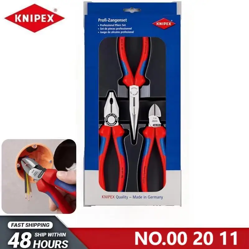 KNIPEX Nr. 00 20 11, Stahldrahtzange, diagonaler Mund, scharfe Spitzzange, Set mit drei multifunktionalen Haushaltsmöbeln in Industriequalität