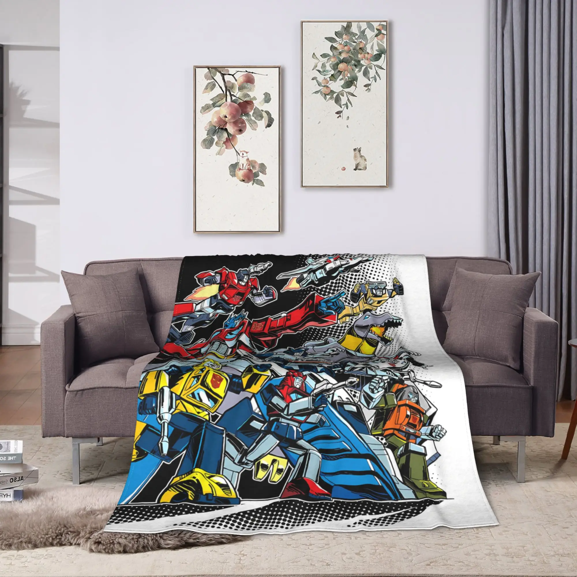 Transformered Cartoon Blanket  Decorative Flannel Throw Blanket For Home Decor Warm Soft Custom Quality Bedspread Gift Idea