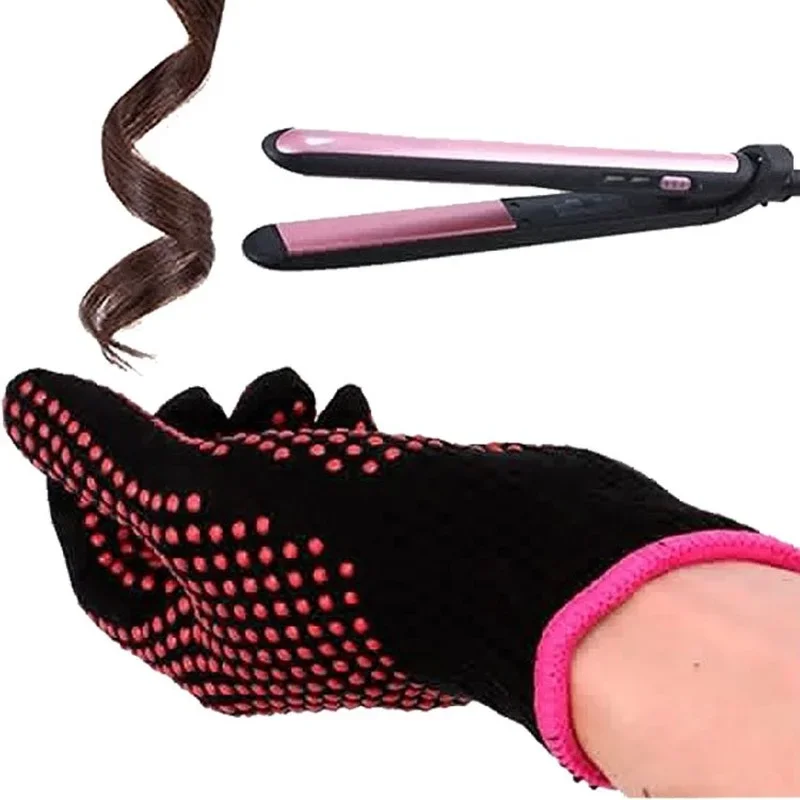 1Pair Hair Straightener Thermal Styling Gloves Perm Curling Hairdressing Heat Resistant Finger Glove Hair Care Styling Tools