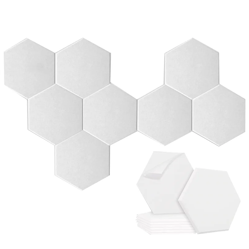 8 Pack Self-Adhesive Hexagonal Acoustic Panel,Sound Absorbing Panel for Studios/Recording Studios/Offices,White