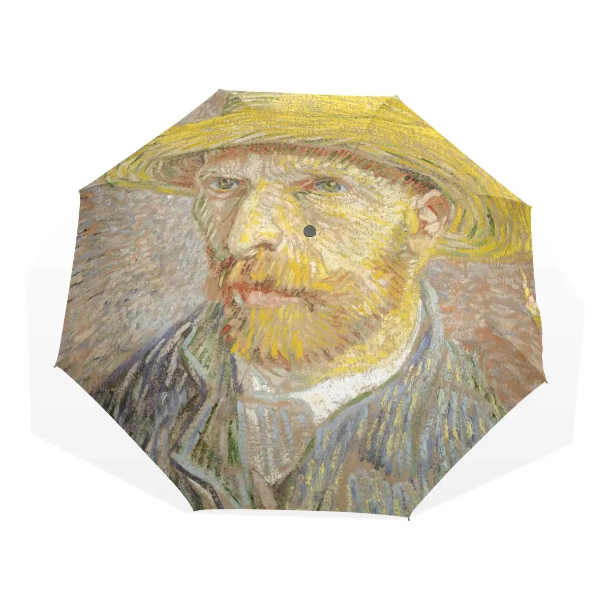 Van Gogh Self-portrait Travel Umbrella Oil Painting Folding Rain Umbrellas Windproof Compact Lightweight for Adults Teens Kids