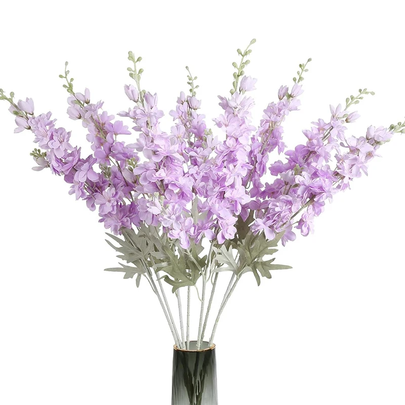 2Pcs Delphinium Artificial Flower 85cm Long Larkspur Stem Silk Flower Bouquet for Home Room Garden Outdoor Wedding Decoration image 3